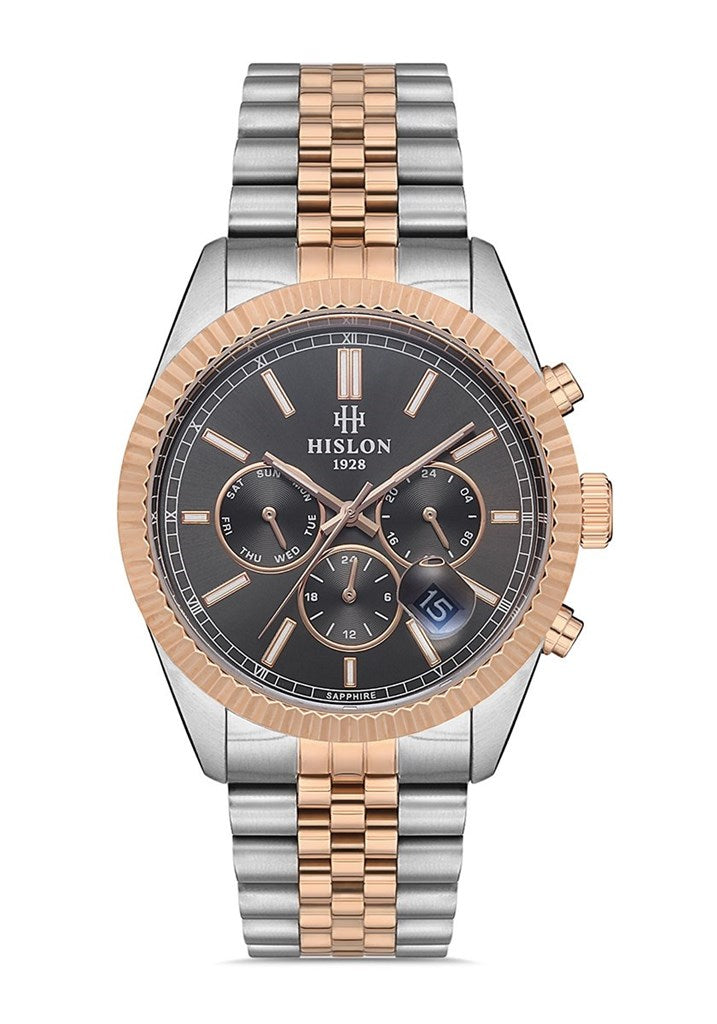 HISLON ERKEK KOL SAATİ / ÇELİK - ROSE GOLD